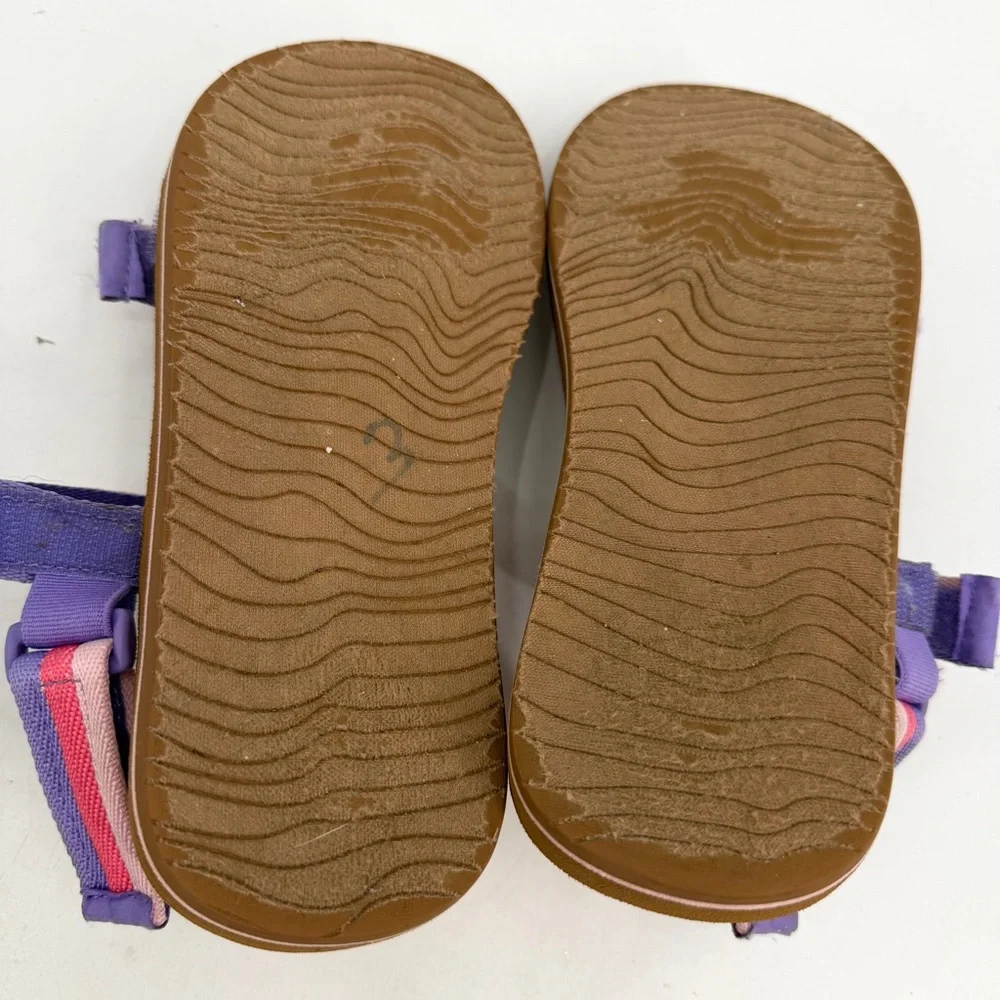 REEF Sandals Youth Girls 4/5 Little Ahi Convertible Pink Purple Stripes READ